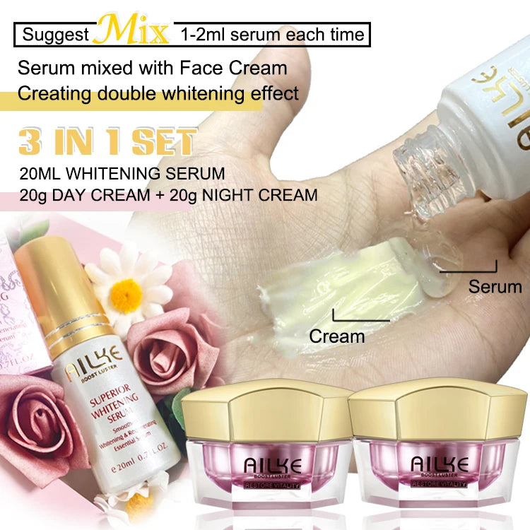 AILKE Face Cream With Hyaluron Scars Whitening Moisturizing Lifting Anti-aging Women Sleeping Dry Korean Bleaching Skin Care